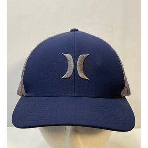 Hurley hat cap adult 7 1/2" trucker mesh snap back Yupoong Classics gray blue